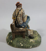 Vintage 1973 Naturecraft "Solitude" Man On A Bench No. 836 Hand Painted Stoneware Sculpture