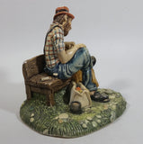 Vintage 1973 Naturecraft "Solitude" Man On A Bench No. 836 Hand Painted Stoneware Sculpture