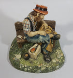 Vintage 1973 Naturecraft "Solitude" Man On A Bench No. 836 Hand Painted Stoneware Sculpture