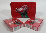 Coca-Cola Coke Soda Pop 2 Packs of Bicycle Brand Playing Cards in Tin Metal Container Beverage Collectible