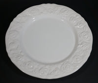 Franco Giroogi by Quadrifoglio White Embossed Roses 10 1/2" Dinner Plate Made in Italy