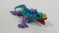 Colorfully Hand Painted Ceramic Lizard Gecko Ornament Folk Art