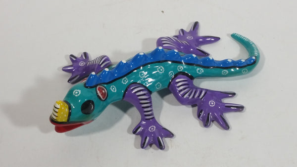 Colorfully Hand Painted Ceramic Lizard Gecko Ornament Folk Art