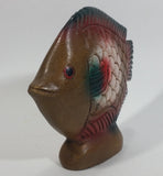 Vintage Hand Painted Hand Carved Tropical Fish Wood Carving