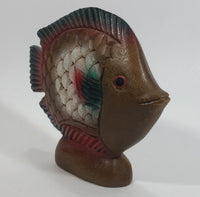 Vintage Hand Painted Hand Carved Tropical Fish Wood Carving