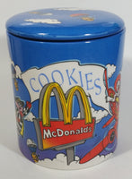 Rare 2002 McDonald's Restaurants Ceramic Round Canister Shaped Sky Blue Cookie Jar