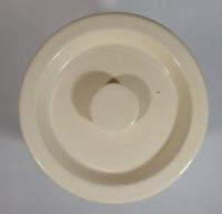 Cream White with Thin Brown Stripe 6 1/2" Tall Ceramic Crock Pot with Lid