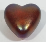 Signed Handmade In Canada Robert Held Iridescent Orange Dark Pink Rainbow Heart Shaped Art Glass with Original Sticker