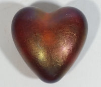 Signed Handmade In Canada Robert Held Iridescent Orange Dark Pink Rainbow Heart Shaped Art Glass with Original Sticker