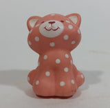 Vintage 1982 A.G.C. Strawberry Shortcake White Spotted Pink Kitty Cat Hard Rubber Toy Figure
