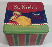 St. Nick's Fine Baking Natural Brown Sugar Pure Cane Dark Brown 100% Pure Santa Christmas Themed Large Tin Container