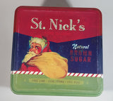 St. Nick's Fine Baking Natural Brown Sugar Pure Cane Dark Brown 100% Pure Santa Christmas Themed Large Tin Container