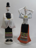 Vintage Aquincum Made In Hungary Man and Woman Couple Hand Painted 10" Tall Porcelain Figurines Set
