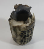 Wrapped Brutalist Abstract Style Brown Cream White Glazed Art Pottery Vase