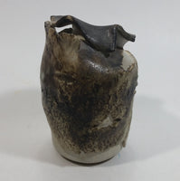 Wrapped Brutalist Abstract Style Brown Cream White Glazed Art Pottery Vase