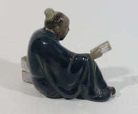 Vintage Asian Man Reading A Book Decorative Figurine