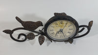 The Dublin Clock Company Sparrow Song Bird Decorative Metal Mantle Desk Clock
