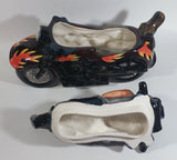 Hand Painted Harley Davidson Motor Cycle with Biker Laying Ceramic Cookie Jar - Treasure Valley Antiques & Collectibles