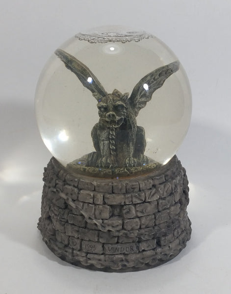 1995 Vandor Chained Gargoyle Snow Globe on Resin Brick Castle Style Base