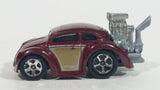 2010 Hot Wheels Volkswagen Beetle (Tooned) Metalflake Dark Red Die Cast Toy Car Vehicle