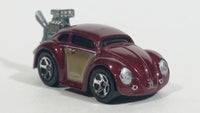 2010 Hot Wheels Volkswagen Beetle (Tooned) Metalflake Dark Red Die Cast Toy Car Vehicle