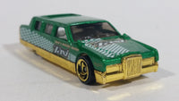 2001 Hot Wheels Turbo Taxi Limozeen Metallic Green Gold Die Cast Toy Car Limousine Limo Vehicle