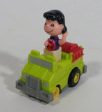 Vintage 1989 Peanuts Gang Pop Mobiles United Features Syndicate Lucy Van Pelt Green Plastic Toy Car Vehicle McDonald's Happy Meals