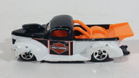 2001 Hot Wheels Harley Davidson Motor Cycles '40 Ford Truck White Black Die Cast Toy Car Vehicle