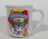 Vintage 1982 W. Berrie & Co Collector Mugs Smurfs "Hooray For Birthdays" Balloon Themed Ceramic Coffee Mug Cartoon Collectible #8026 #15