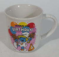 Vintage 1982 W. Berrie & Co Collector Mugs Smurfs "Hooray For Birthdays" Balloon Themed Ceramic Coffee Mug Cartoon Collectible #8026 #15