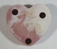 Vintage Incolay Disney Mickey Mouse and Minnie Mouse Pink Heart Shaped Marble Like Lidded Trinket Box Cartoon Collectible