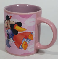 Monogram Disney Mickey Mouse and Minnie Mouse Kissing Love Themed Cartoon Characters Pink Ceramic Coffee Mug