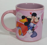 Monogram Disney Mickey Mouse and Minnie Mouse Kissing Love Themed Cartoon Characters Pink Ceramic Coffee Mug