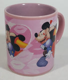 Monogram Disney Mickey Mouse and Minnie Mouse Kissing Love Themed Cartoon Characters Pink Ceramic Coffee Mug