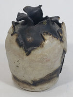 Wrapped Brutalist Abstract Style Brown Cream White Glazed Art Pottery Vase