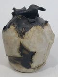 Wrapped Brutalist Abstract Style Brown Cream White Glazed Art Pottery Vase