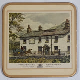 Vintage Set of 5 Pimpernel Celluware Old English Inns 4" x 4" Cork Backed Coasters Made in England