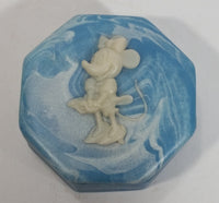 Vintage Incolay Disney Minnie Mouse Blue Octagon Shaped Marble Like Lidded Trinket Box Cartoon Collectible