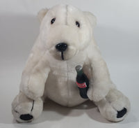 Collectible 1993 Coca-Cola Coke Soda Pop Beverage White Polar Bear Holding Coca Cola Bottle 14" Tall Stuffed Animal Plush Toy