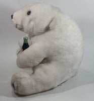 Collectible 1993 Coca-Cola Coke Soda Pop Beverage White Polar Bear Holding Coca Cola Bottle 14" Tall Stuffed Animal Plush Toy
