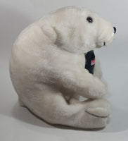 Collectible 1993 Coca-Cola Coke Soda Pop Beverage White Polar Bear Holding Coca Cola Bottle 14" Tall Stuffed Animal Plush Toy
