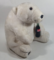 Collectible 1993 Coca-Cola Coke Soda Pop Beverage White Polar Bear Holding Coca Cola Bottle 14" Tall Stuffed Animal Plush Toy