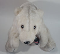 Collectible 1993 Coca-Cola Coke Soda Pop Beverage White Polar Bear Holding Coca Cola Bottle 14" Tall Stuffed Animal Plush Toy