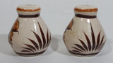 Cat Mexico Cream and Brown Floral Pattern Salt & Pepper (Both Salt) Pottery Shaker Set