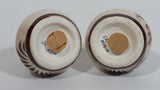 Cat Mexico Cream and Brown Floral Pattern Salt & Pepper (Both Salt) Pottery Shaker Set