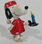 Vintage United Features Peanuts Snoopy Sleep Walking With a Candle PVC Toy Figure Made in Hong Kong