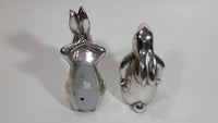 Set of 2 Bunny Rabbit Hare Stainless Steel Figurines