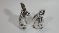 Set of 2 Bunny Rabbit Hare Stainless Steel Figurines