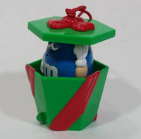 Mars M&M's Chocolate Peanut Candies Pop Up Blue Character in Green Red Ribbon Wrapped Present Gift Christmas Tree Hanging Ornament