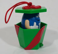 Mars M&M's Chocolate Peanut Candies Pop Up Blue Character in Green Red Ribbon Wrapped Present Gift Christmas Tree Hanging Ornament